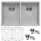 30-inch Undermount 50/50 Double Bowl Zero Radius 16 Gauge Stainless Steel Kitchen Sink