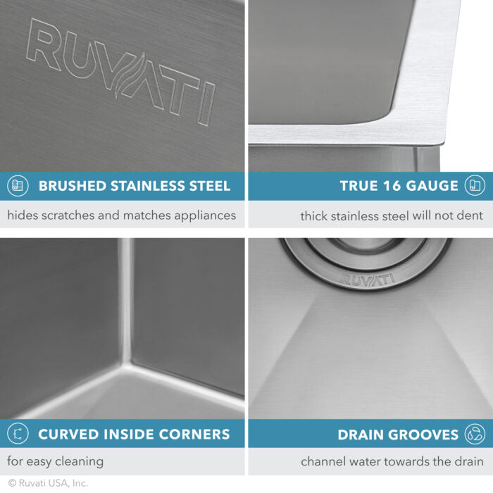 33-inch Undermount 16 Gauge Tight Radius Large Kitchen Sink Stainless Steel Single Bowl