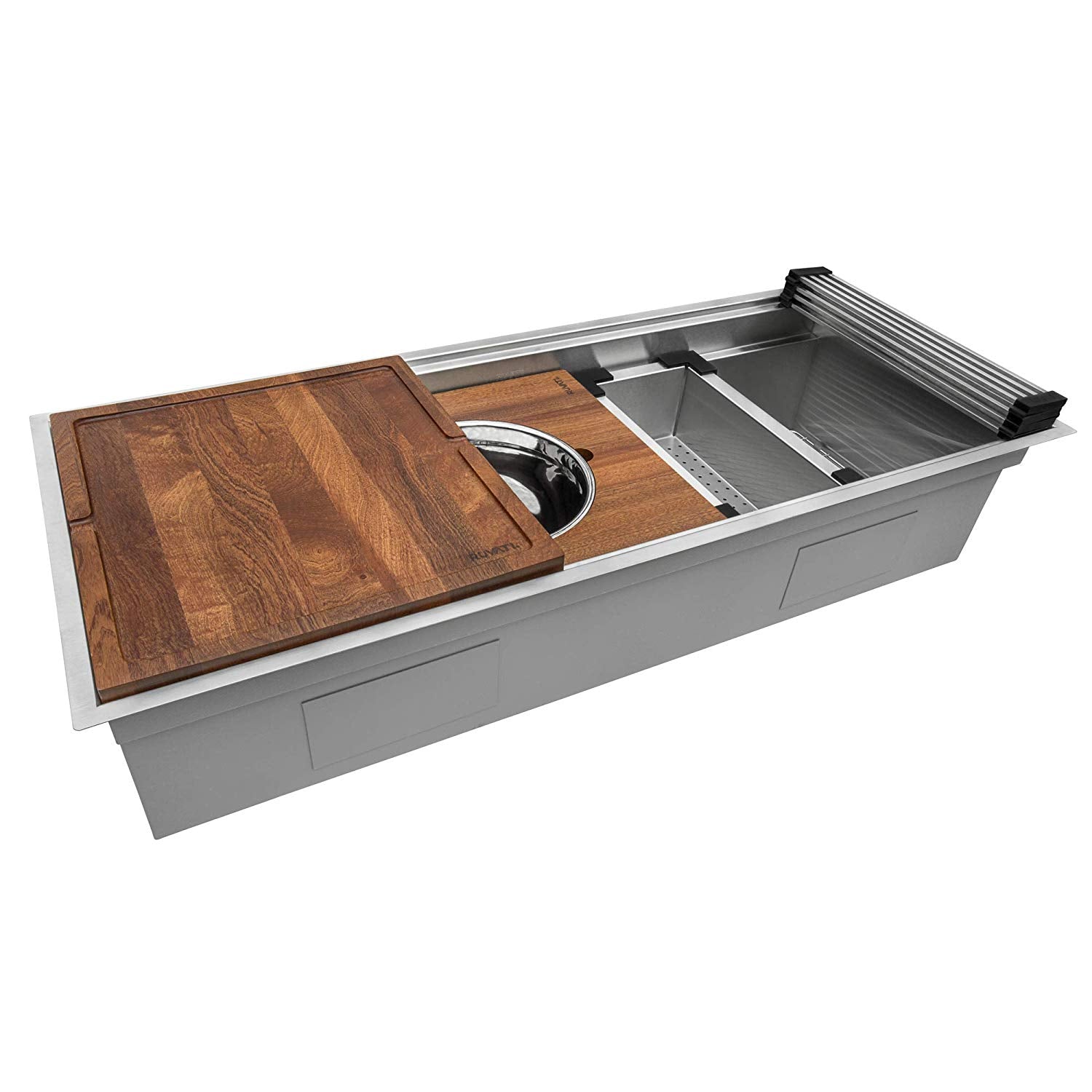 h&o キッチン 57-inch Workstation Two-Tiered Ledge Kitchen Sink Undermount