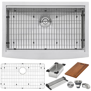 30-inch Apron-front Workstation Farmhouse Kitchen Sink 16 Gauge Stainless Steel Single Bowl