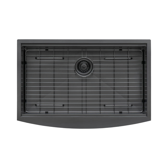 Ruvati 30-inch Gunmetal Black Workstation Apron-Front Stainless Steel Kitchen Sink – RVH9106BL