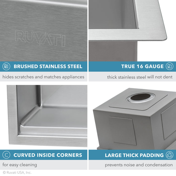 36-inch Apron-front Workstation Farmhouse Kitchen Sink 16 Gauge Stainless Steel Single Bowl