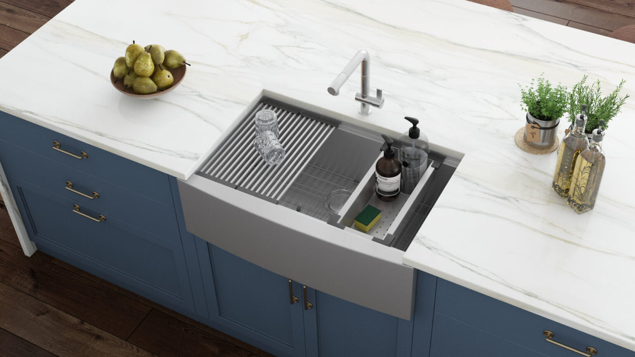 36-inch Apron-front Workstation Farmhouse Kitchen Sink 16 Gauge Stainless Steel Single Bowl