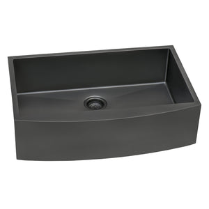 Ruvati 33-inch Apron-Front Farmhouse Kitchen Sink - Gunmetal Black Matte Stainless Steel Single Bowl