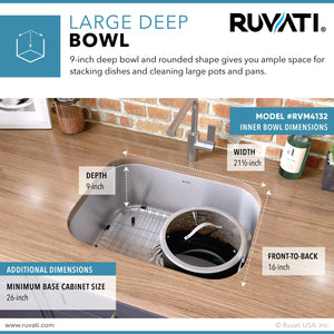 24-inch Undermount 16 Gauge Stainless Steel Kitchen Sink Single Bowl