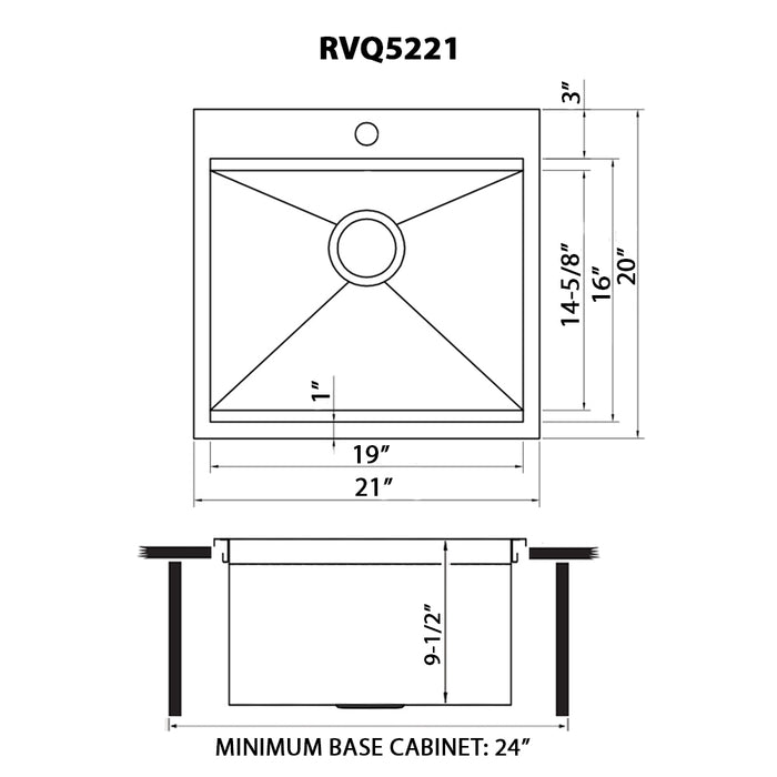 Ruvati 21 x 20 inch Outdoor Workstation Sink T-316 Marine Grade Topmount Stainless Steel BBQ – RVQ5221