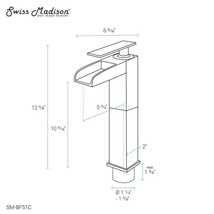 Concorde Single Hole, Single-Handle, High Arc Waterfall, Bathroom Faucet