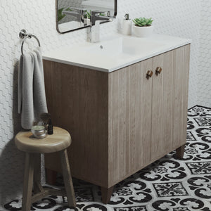 Eclair 36" Bathroom Vanity in Gray Oak with white sink top