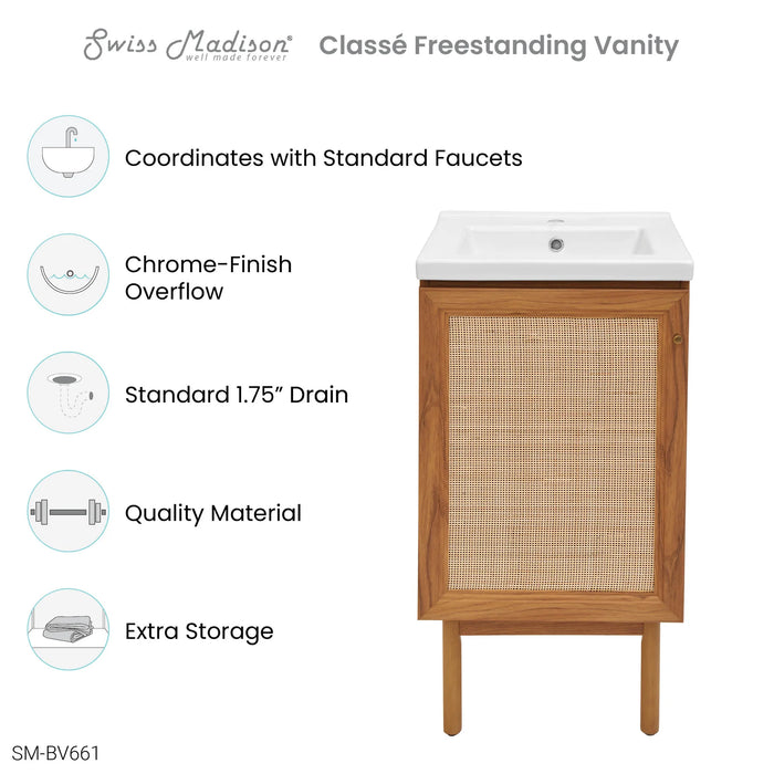 Classé 18" Bathroom Vanity in Oak