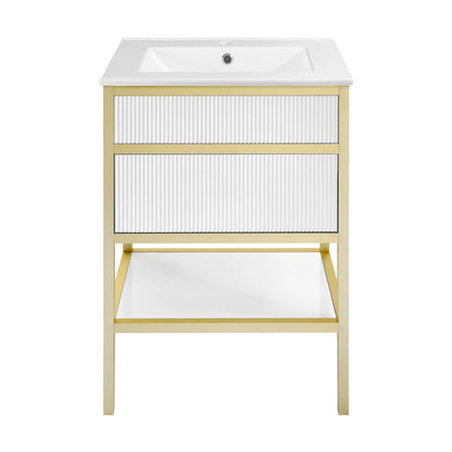 Cache 24" Freestanding, Bathroom Vanity in White and Gold