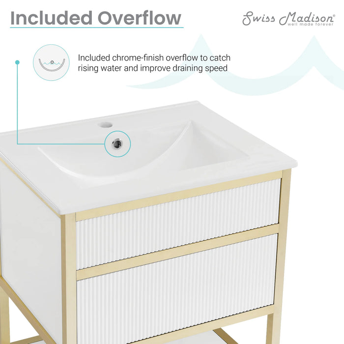 Cache 24" Freestanding, Bathroom Vanity in White and Gold