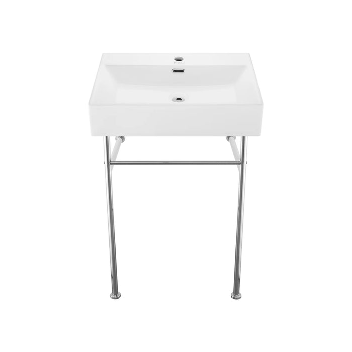 Claire 24" Console Sink White Basin Chrome Legs