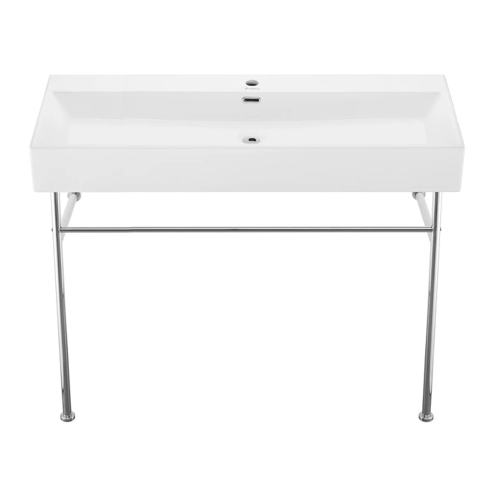 Claire 40" Console Sink White Basin Chrome Legs