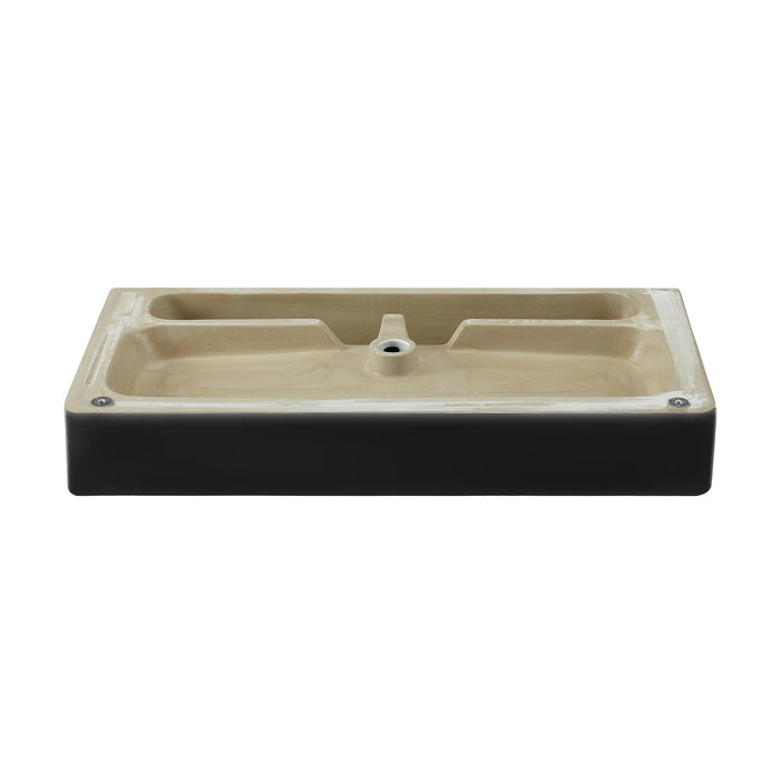 Carre 36 Ceramic Console Sink Matte Black Basin Brushed Gold Legs