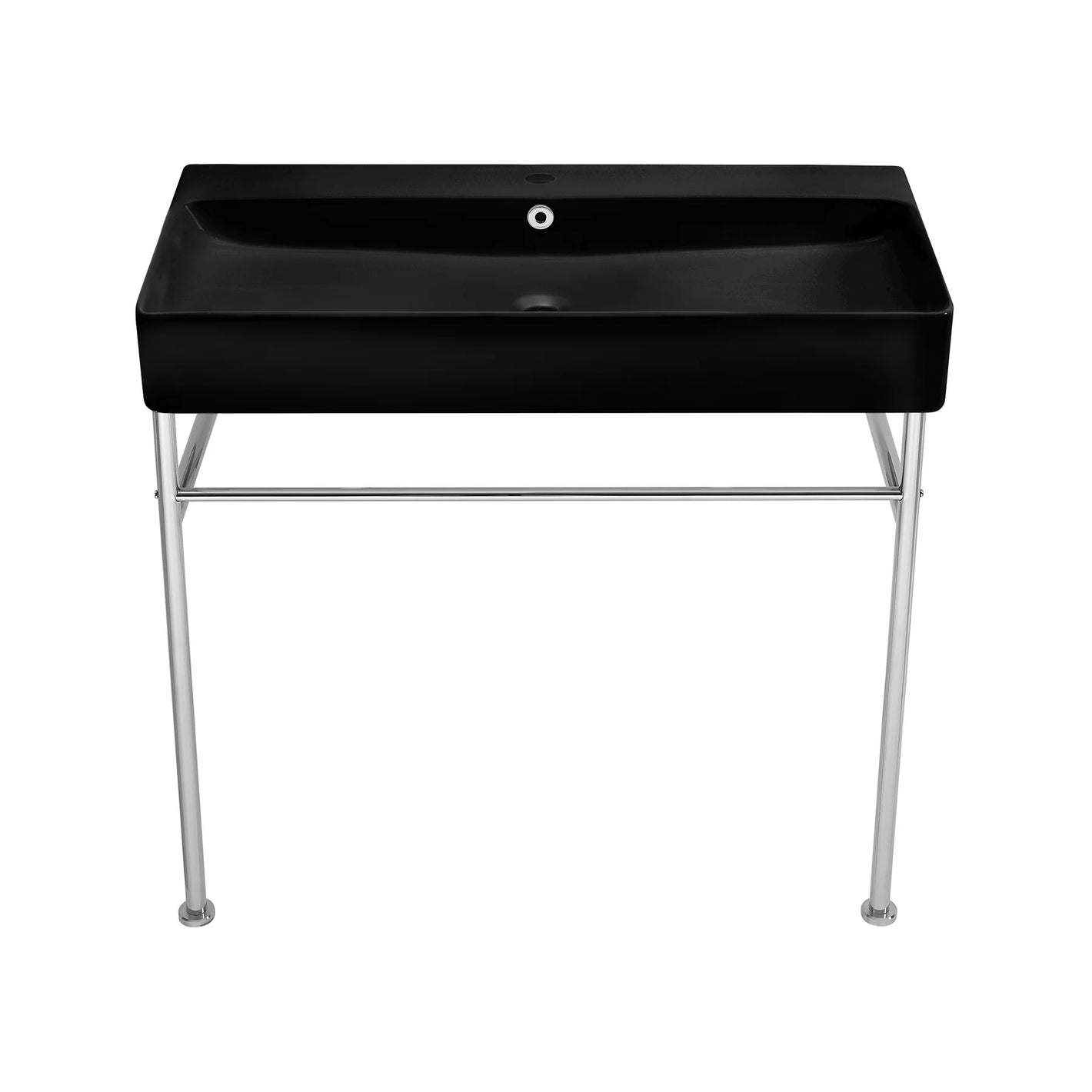 Carré 36" Console Sink Matte Black Basin Chrome Legs