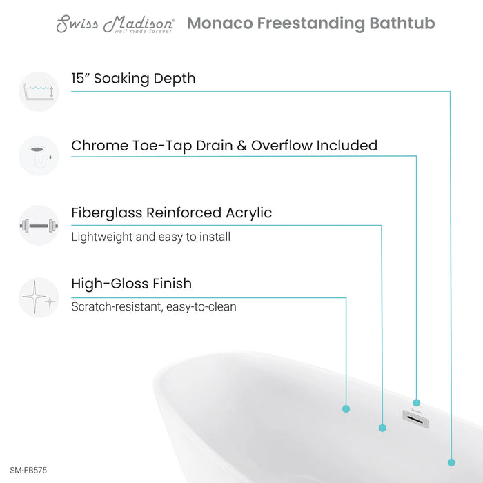Monaco 67" Freestanding Bathtub