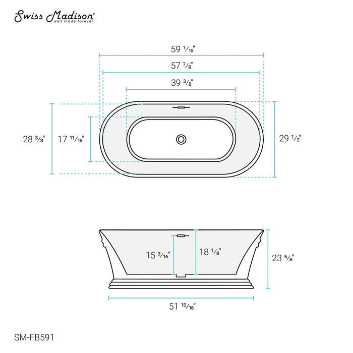 Santorini 60" Freestanding Tub Glossy White