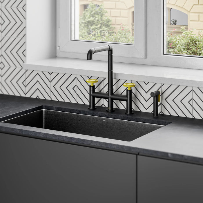 Avallon Pro Widespread Kitchen Faucet with Side Sprayer in Chrome