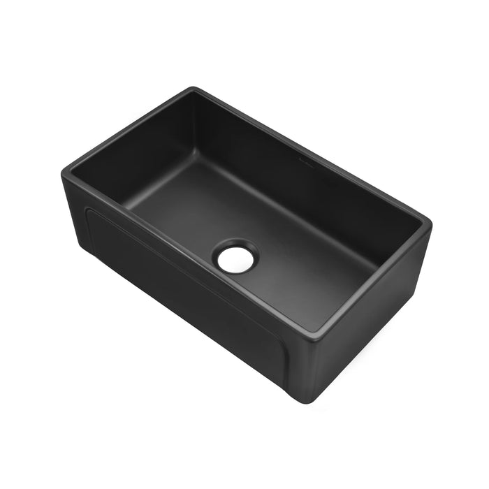 Lyon 30 x 18 Fireclay, Single Basin, Farmhouse Kitchen Sink in Matte Black