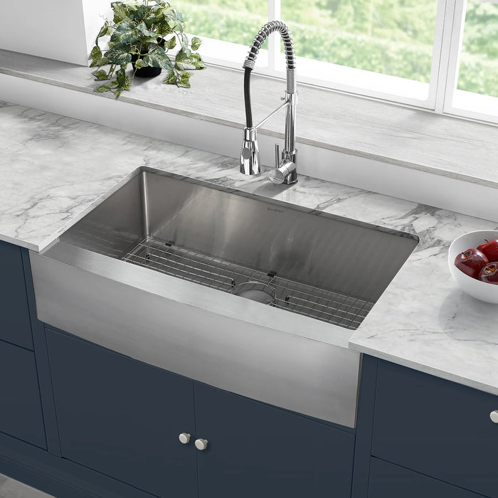Rivage 36" x 21" Stainless Steel, Single Basin, Farmhouse Kitchen Sink with Apron