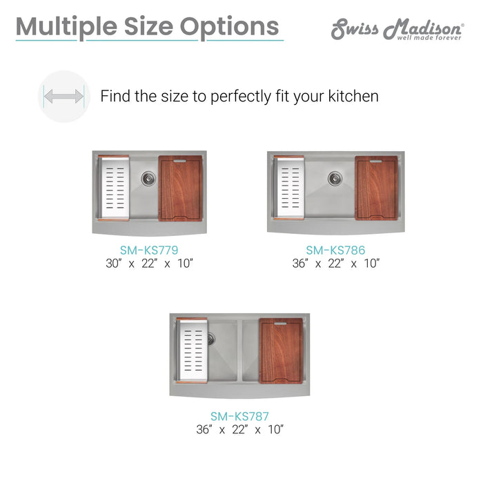 Rivage 30 x 22 Single Basin Apron Kitchen Workstation Sink