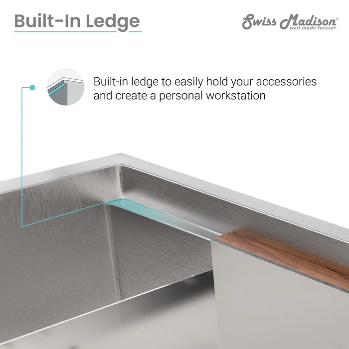 Rivage 45 x 19 Single Basin Undermount Kitchen Workstation Sink