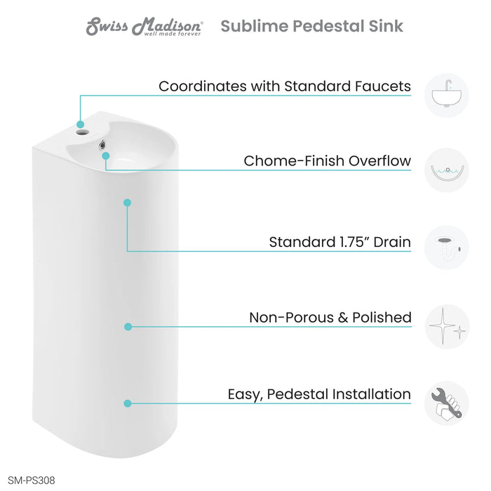 Sublime Rounded One-Piece Pedestal Sink