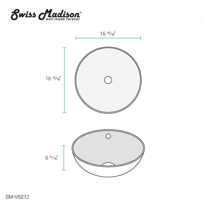 Sublime 17" Round Vessel Bathroom Sink