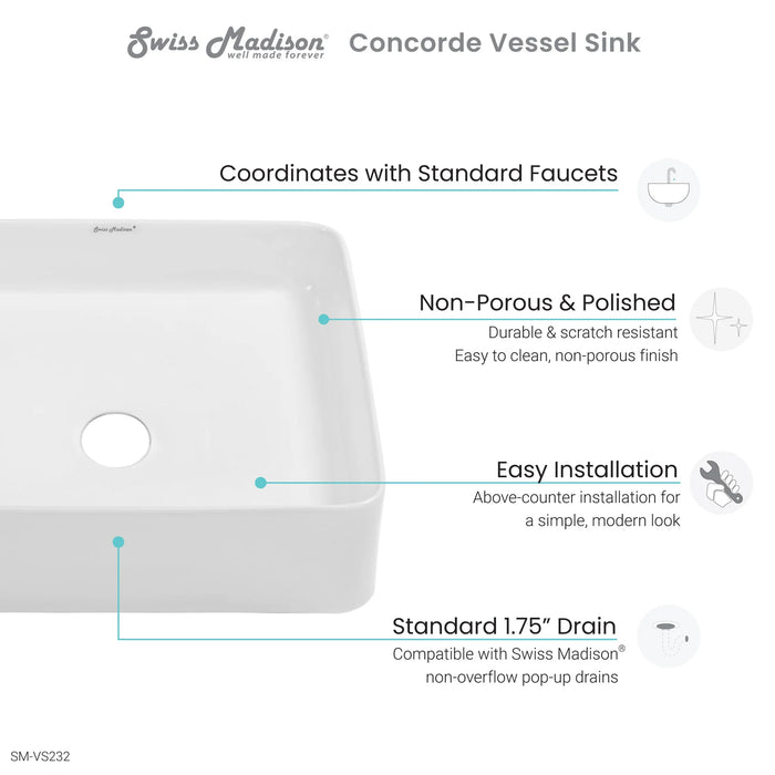 Concorde 16" Square Vessel Bathroom Sink