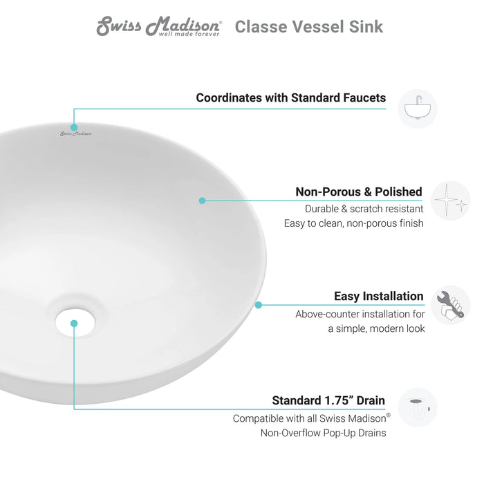 Classé 16" Ceramic Sink in White
