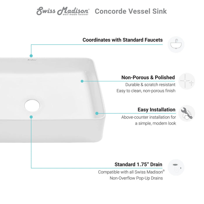Concorde 20" Rectangle Vessel Bathroom Sink