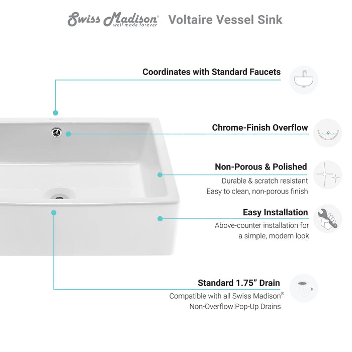Voltaire 19.5" Square Vessel Bathroom Sink