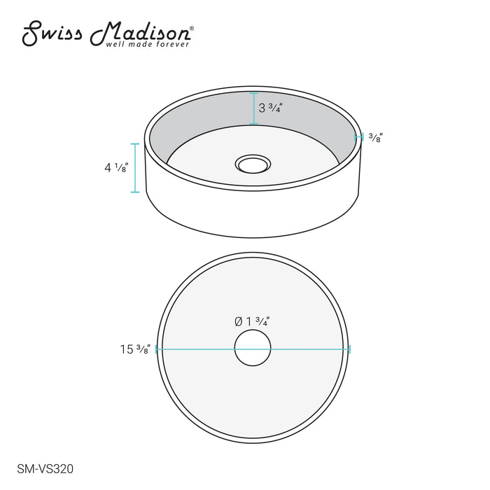 Cache 15.75" Round Glass Vessel Sink