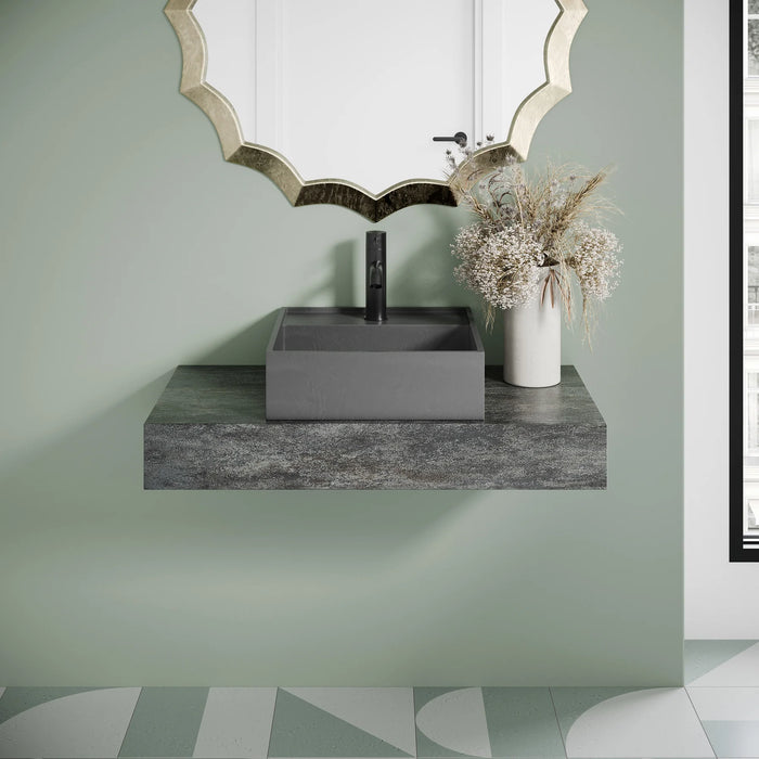 Lisse 23.5” Rectangle Concrete Vessel Bathroom Sink in Dark Grey