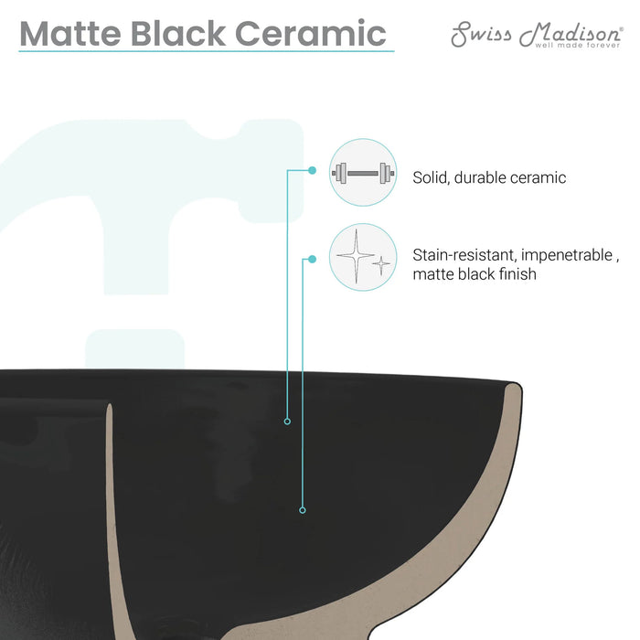 18 inch Ceramic Vanity Sink Top in Matte Black