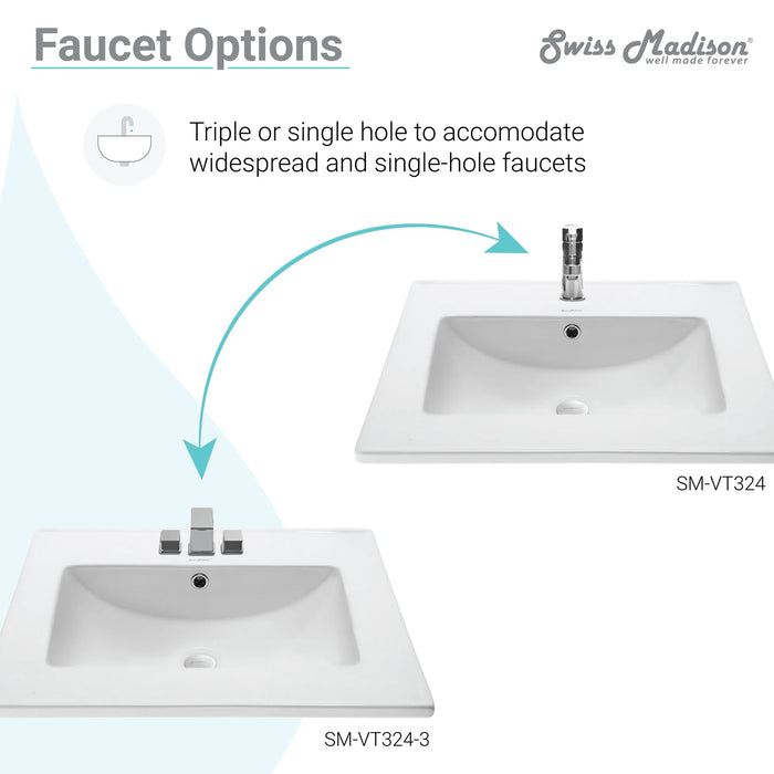 Voltaire 31" Vanity Top Bathroom Sink with 4” Centerset Faucet Holes