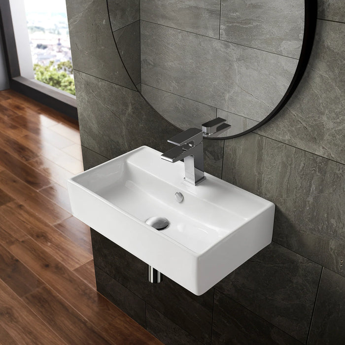 Claire 22" Rectangle Wall-Mount Bathroom Sink in glossy white