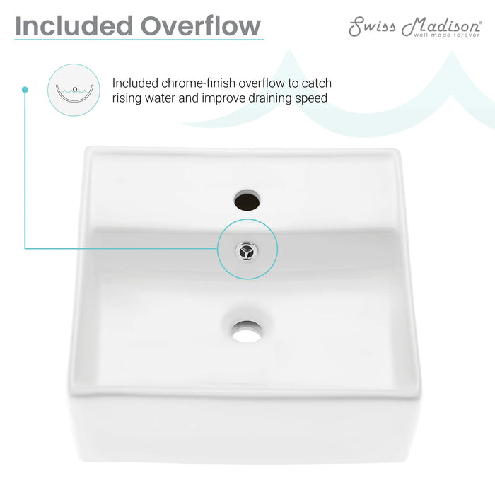 Claire 15" Square Wall-Mount Bathroom Sink