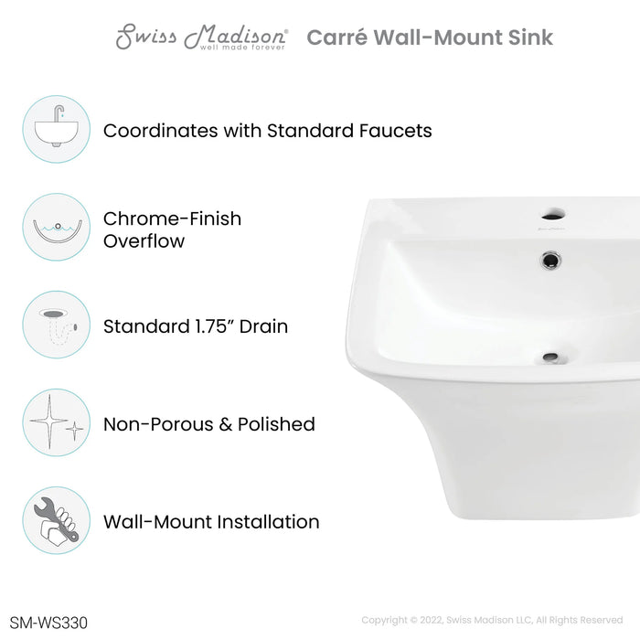 Carre 21" Wall-Mount Bathroom Sink