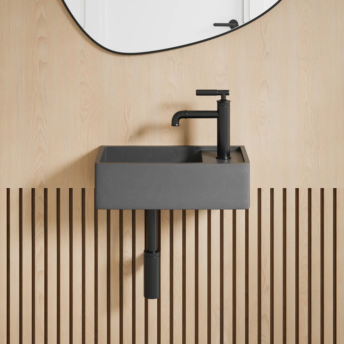 Lisse 17.5” Rectangle Concrete Wall-Mount Bathroom Sink in Dark Grey
