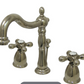 KINGSTON BRASS KB197XAX-P HERITAGE TWO-HANDLE 3-HOLE DECK MOUNTED WIDESPREAD BATHROOM FAUCET WITH BRASS POP-UP