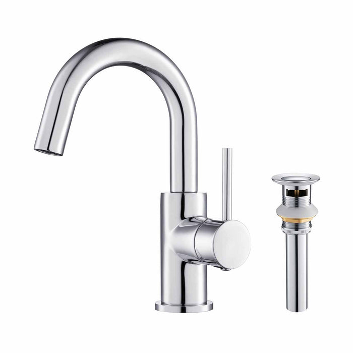 Circular Single Handle High-Arc Bathroom Sink Faucet