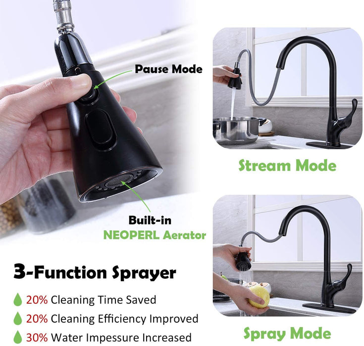 APPASO Pull Down Kitchen Faucet with Sprayer Stainless Steel - Single Handle Commercial High Arc Pull Out Spray Head Kitchen Sink Faucets with Deck Plate
