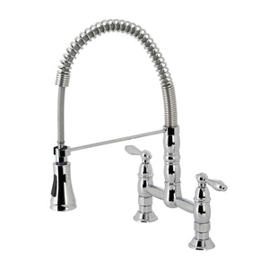 KINGSTON Brass KS7792ALBS English Country Kitchen Faucet with Brass  Sprayer, Polished Brass