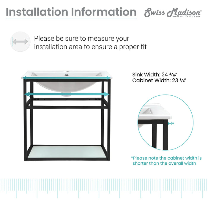 Pierre 24" Wall-Mounted Bathroom Vanity in Matte Black