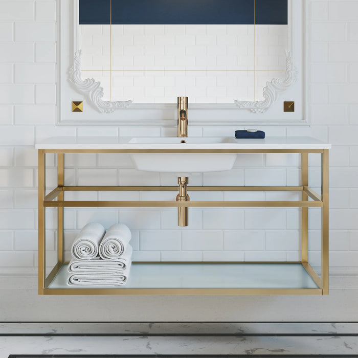 Pierre 48" Wall-Mounted Bathroom Vanity in Matte Black