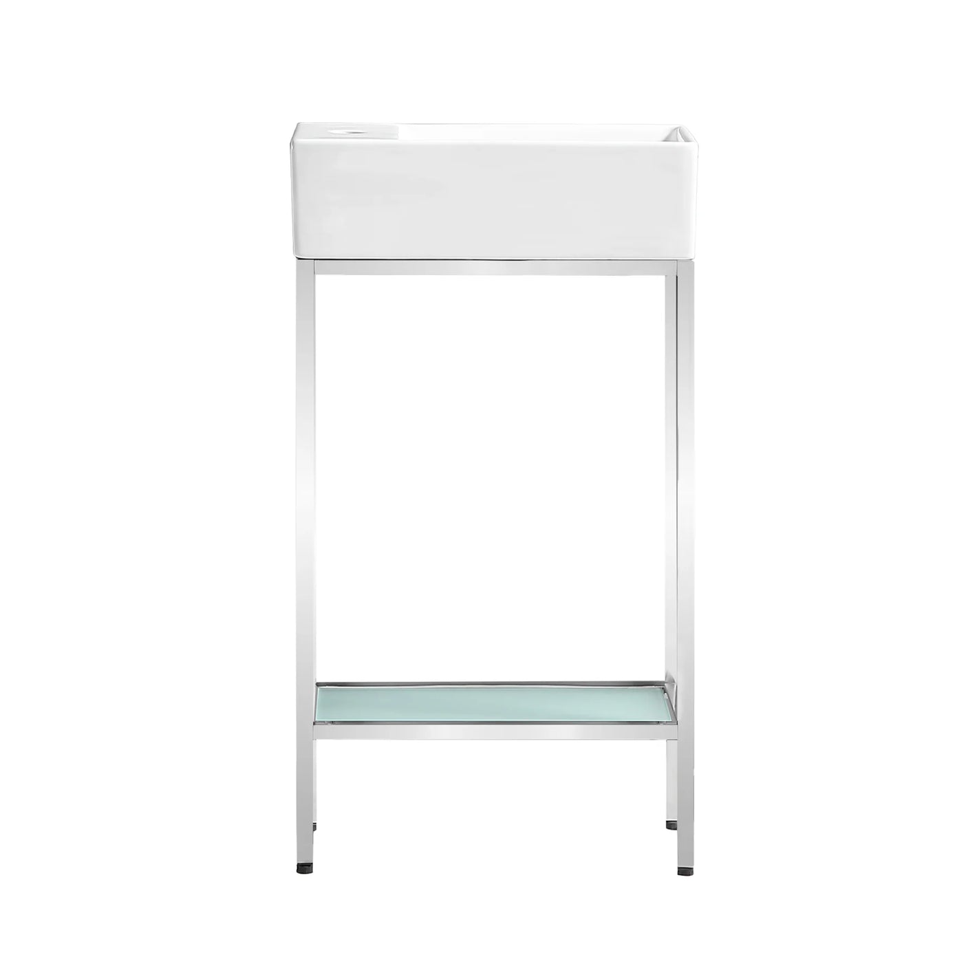 Pierre 19.5 Single, Freestanding, Open Shelf, Chrome Metal Frame Bathroom Vanity